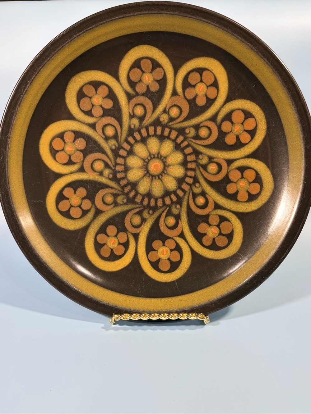 Vintage Mikasa Majorca Lordi Floral Dinner Plate Retro 70s Brown Kitchen Decor